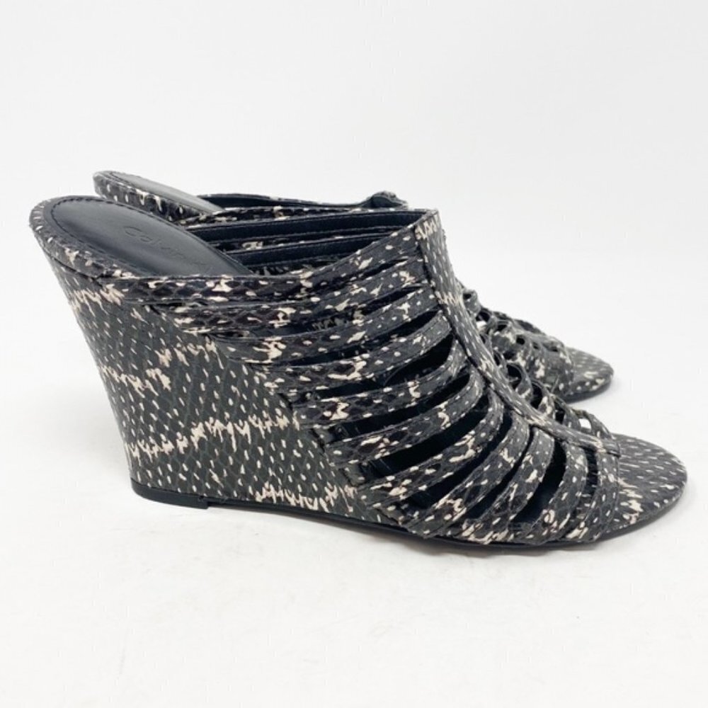 Calvin Klein Wedge Phillipa Snakeskin Strappy Shoe